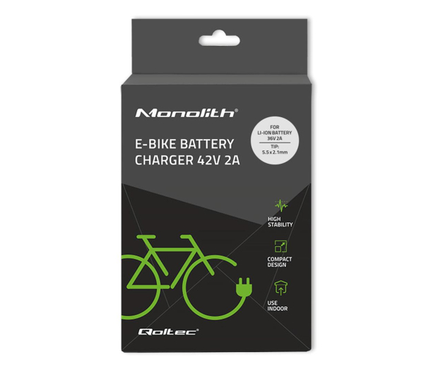 Qoltec Ładowarka do baterii roweru elektrycznego 36V/42V/2A 5.5x2.1 - 1210759 - zdjęcie 3